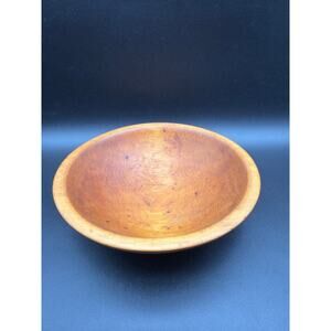 Vintage Wooden Serving Bowl 9” Round Salad Bowl Farmhouse Wood Dish
